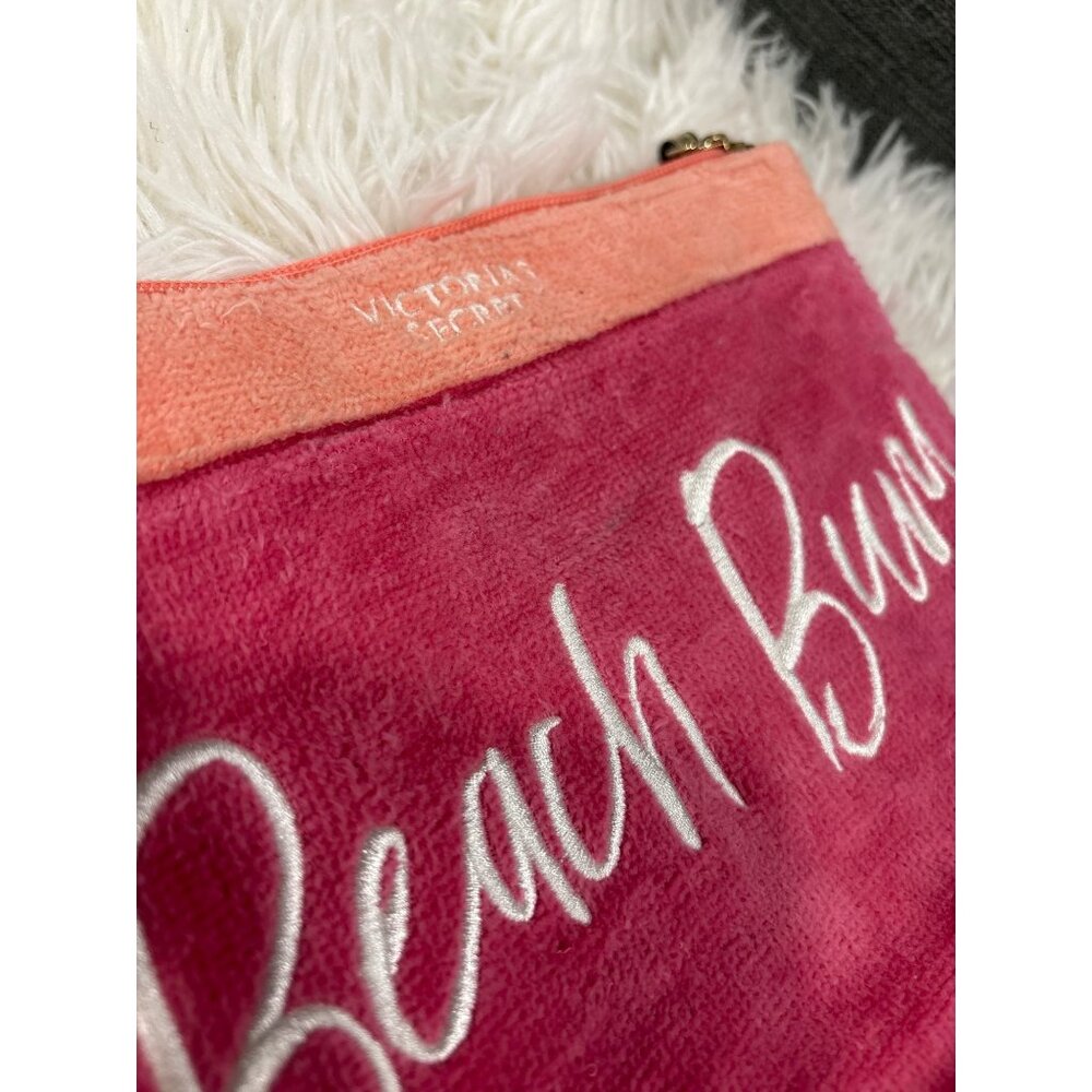 Victorias Secret Beach Bum Pink & Coral Terry Cloth Wristlet Pouch With Zipper C - Picture 4 of 9